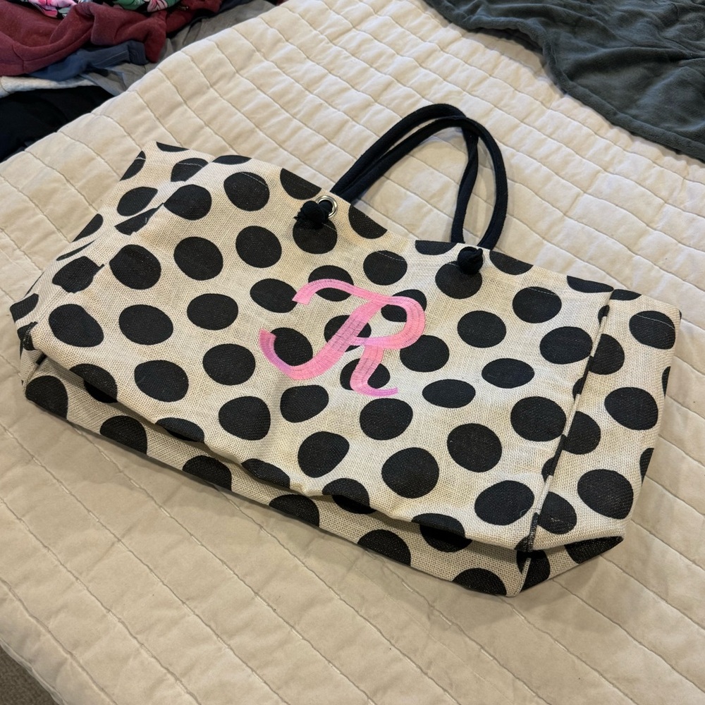 Large “R” Polka Dot Tote